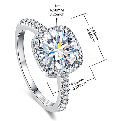 Rhodium Plated 925 Sterling Silver Pave 9.4x5.6mm Moissanite Finger Rings for Women WGE3211-18-1