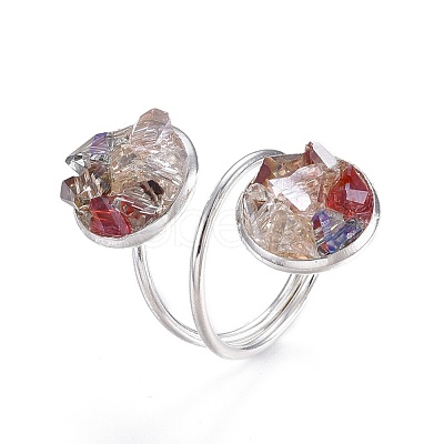Electroplate Glass Cuff Rings RJEW-JR00248-05-1