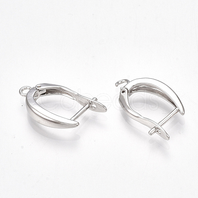 Brass Hoop Earring Findings with Latch Back Closure X-KK-S350-072P-1