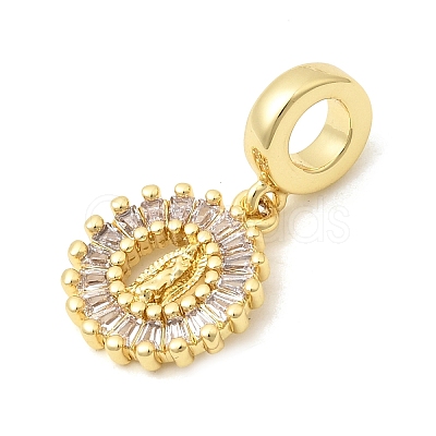 Brass Pave Clear Cubic Zirconia European Dangle Charms KK-A296-06A-G-1