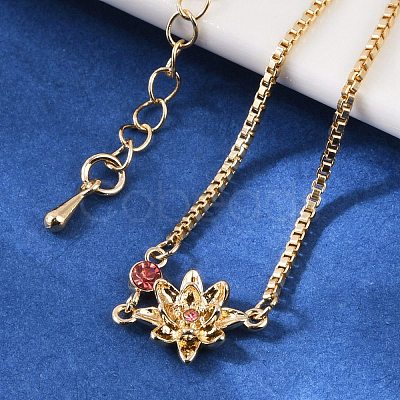 Brass Micro Pave Cubic Zirconia Birthday Flower Link Bracelets BJEW-U031-01G-07-1