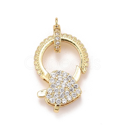 Brass Micro Pave Cubic Zirconia Lobster Claw Clasps KK-A161-02G-1