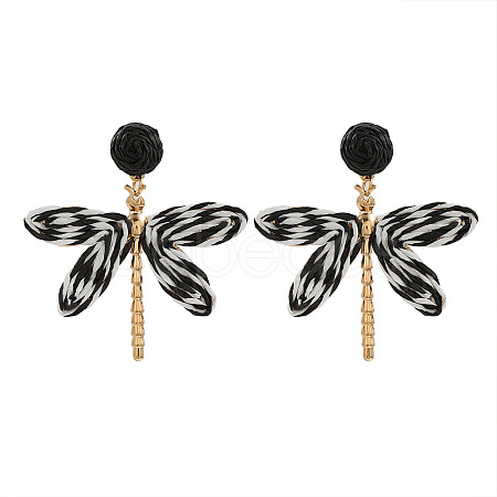 Alloy & Raffia Dangle Stud Earrings FS-WGCB008-05-1