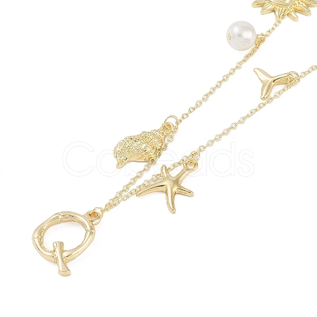 Bohemian Summer Beach Style 18K Gold Plated Shell Shape Initial Pendant Necklaces IL8059-17-1