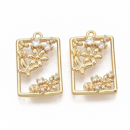 Brass Micro Pave Clear Cubic Zirconia Peg Bails Pendants KK-T051-01G-NF-1