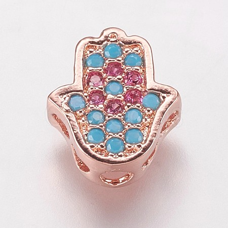 Brass Cubic Zirconia Beads KK-P134-06RG-1