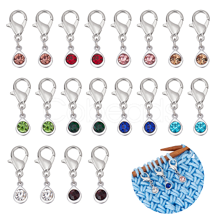 20Pcs 10 Colors Alloy Glass Pendant Stitch Markers HJEW-NB00036-1