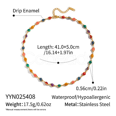 Shell Shape 304 Stainless Steel Enamel Link Chain Necklace for Women AZ3410-5-1