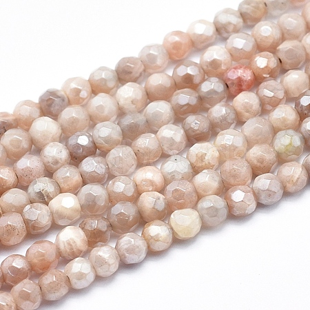 Electroplate Natural Sunstone Beads Strands G-K256-17-4mm-1