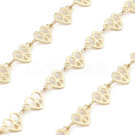 Brass Hollow Heart Link Chains CHC-M025-08G-1