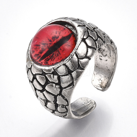 Alloy Glass Cuff Finger Rings RJEW-T006-04C-1