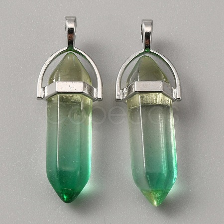 Glass Double Terminal Pointed Pendants G-WH0016-41I-1