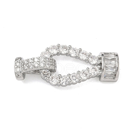 Brass Micro Pave Clear Cubic Zirconia Fold Over Clasps KK-U059-60P-1