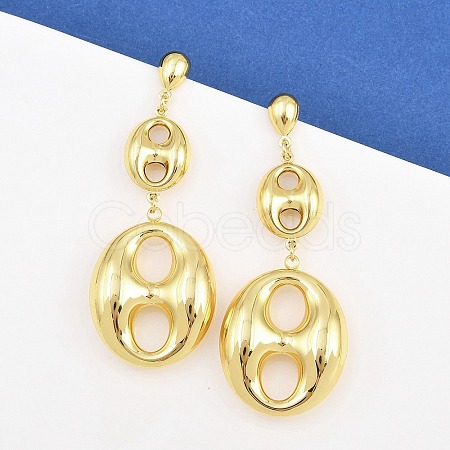 304 Stainless Steel Dangle Stud Earrings EJEW-P325-04E-G-1