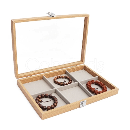 Rectangle Wooden Jewelry Presentation Boxes with 6 Compartments PW-WG90817-08-1