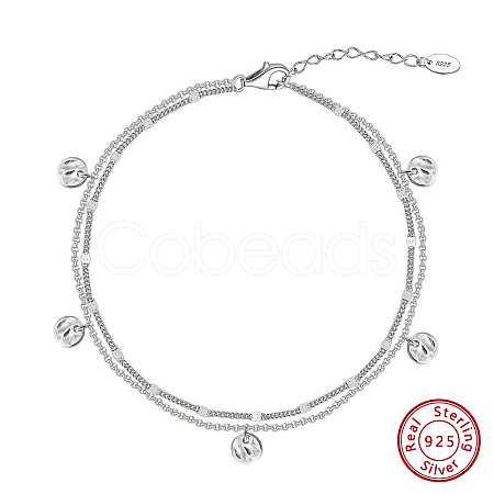 925 Sterling Silver Anklet AJEW-Z029-02P-1