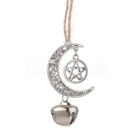 Alloy Moon with Star Pendant Decoration HJEW-JM02415-02-1