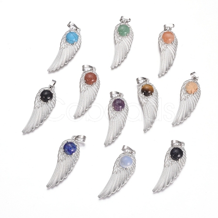 Natural & Synthetic Mixed Gemstone Pendants G-L512-P-1
