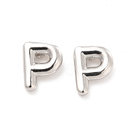 Brass Hollow Out Initial Letter Stud Earrings EJEW-A044-01P-P-1