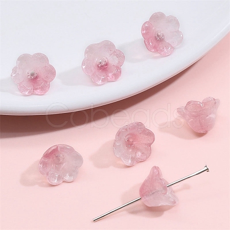 10Pcs Gradient Color Transparent Glass Bead Caps PW-WG464DA-28-1
