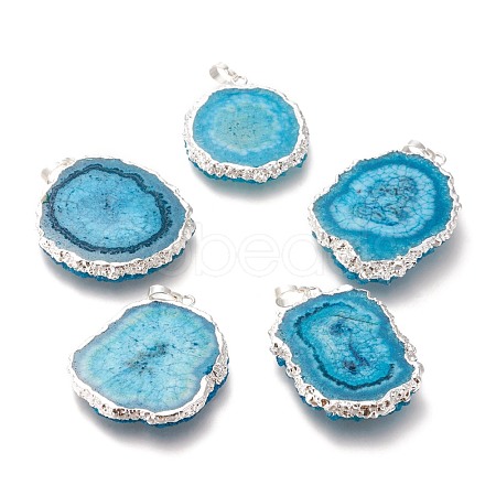 Dyed Natural Druzy Solar Quartz Crystal Pendants G-F693-01B-S-1