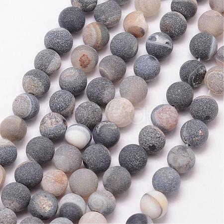 Natural Druzy Geode Agate Bead Strands G-K166-09-8mm-09-1