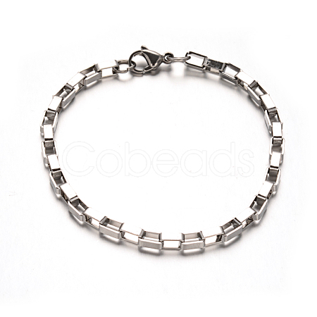 Tarnish Resistant 304 Stainless Steel Box Chain Bracelets BJEW-M165-01P-1