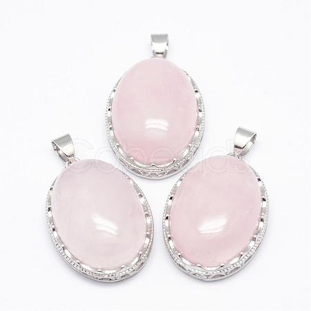 Natural Rose Quartz Pendants G-D851-03-1