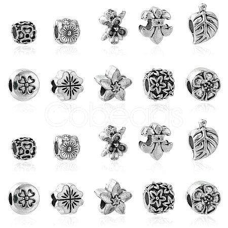 60Pcs 10 Styles Tibetan Style Alloy European Beads TIBE-CJ0001-26-1