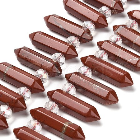 Natural Red Jasper Double Terminated Point Beads Strands G-H069-A01-01-1