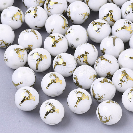 Christmas Opaque Glass Beads X-EGLA-R113-03C-1