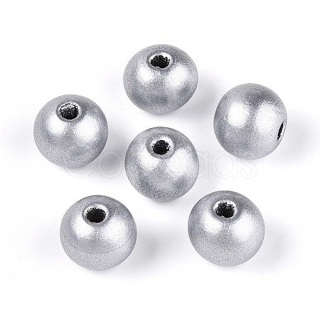 Spray Painted Round Natural Schima Wood Beads WOOD-A018-14mm-02-1
