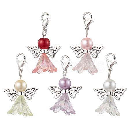 Angel Acrylic & Glass Pearl Pendant Decorations X1-HJEW-JM02364-02-1