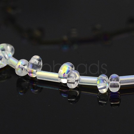 2 Hole Electroplate Glass Oval Bead Strands EGLA-J074-FR05-1