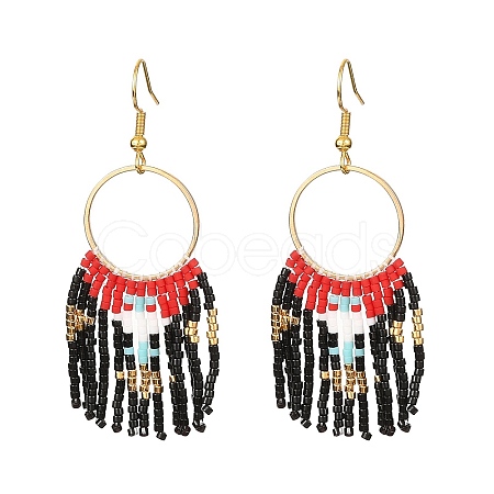 Glass Seed Braided Chandelier Earrings EJEW-MZ00087-1