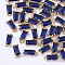 Transparent Glass Charms, with Brass Findings, Faceted, Rectangle, Light Gold, Medium Blue, 8.5x4x3mm, Hole: 1mm