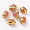 Synthetic Rhodochrosite Beads, with Golden Brass Edge, Oval, Dyed, 24~27x17.1~18.5x15~17.2mm, Hole: 1~1.2mm