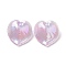 UV Plating Rainbow Iridescent Acrylic Pendants, Glitter, Heart Charm, Pearl Pink, 30.5x30x11mm, Hole: 1.8mm