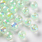 Transparent Acrylic Beads, Bead in Bead, AB Color, Round, Aquamarine, 9.5x9mm, Hole: 2mm