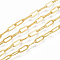 Brass Paperclip Chains, Flat Oval, Drawn Elongated Cable Chains, Soldered, Long-Lasting Plated, Cadmium Free & Nickel Free & Lead Free, Golden, 9x3.5x0.7mm