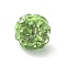 Rhinestone Pave Disco Ball Beads, Polymer Clay Rhinestone Beads, Round, Peridot, 8mm, Hole: 1.8mm