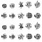 60Pcs 10 Styles Tibetan Style Alloy European Beads, Large Hole Beads, Clover/Flower/Leaf, Antique Silver, 8~14.5x7~12.5x7~9mm, Hole: 4.5mm, 6pcs/style