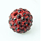 Pave Disco Ball Beads, Polymer Clay Rhinestone Beads, Grade A, Round, Siam, PP14(2~2.1mm), 10mm, Hole: 1.0~1.2mm