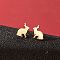 Stainless Steel Small Animal Stud Earrings for Women, Golden, Left and Right, Rabbit, 60x40mm