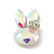 Alloy Cabochons, with Glass Rhinestone, Ligh Gold, Rabbit, Clear AB, 27x19x10mm