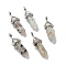 Natural Sesame Jasper Pointed Pendants, Faceted, with Platinum Tone Brass Findings, Lead free & Cadmium Free, Bullet, 27~30x9~10x7~8mm, Hole: 4x3mm