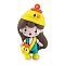 The 12 Chinese Zodiac Girl Doll PVC Plastic Pendants, Chick, 58.5x29x22mm, Hole: 3mm