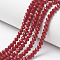 Opaque Solid Color Glass Beads Strands, Faceted, Rondelle, FireBrick, 6x5mm, Hole: 1mm, about 83~85pcs/strand, 38~39cm