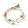 Bling Glass & Brass Tube Beaded Multi-strand Bracelet BJEW-TA00108-1