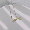Natural Picture Jasper & Stainless Steel Sun Pendant Ball Chain Necklaces for Women YH4149-6-1